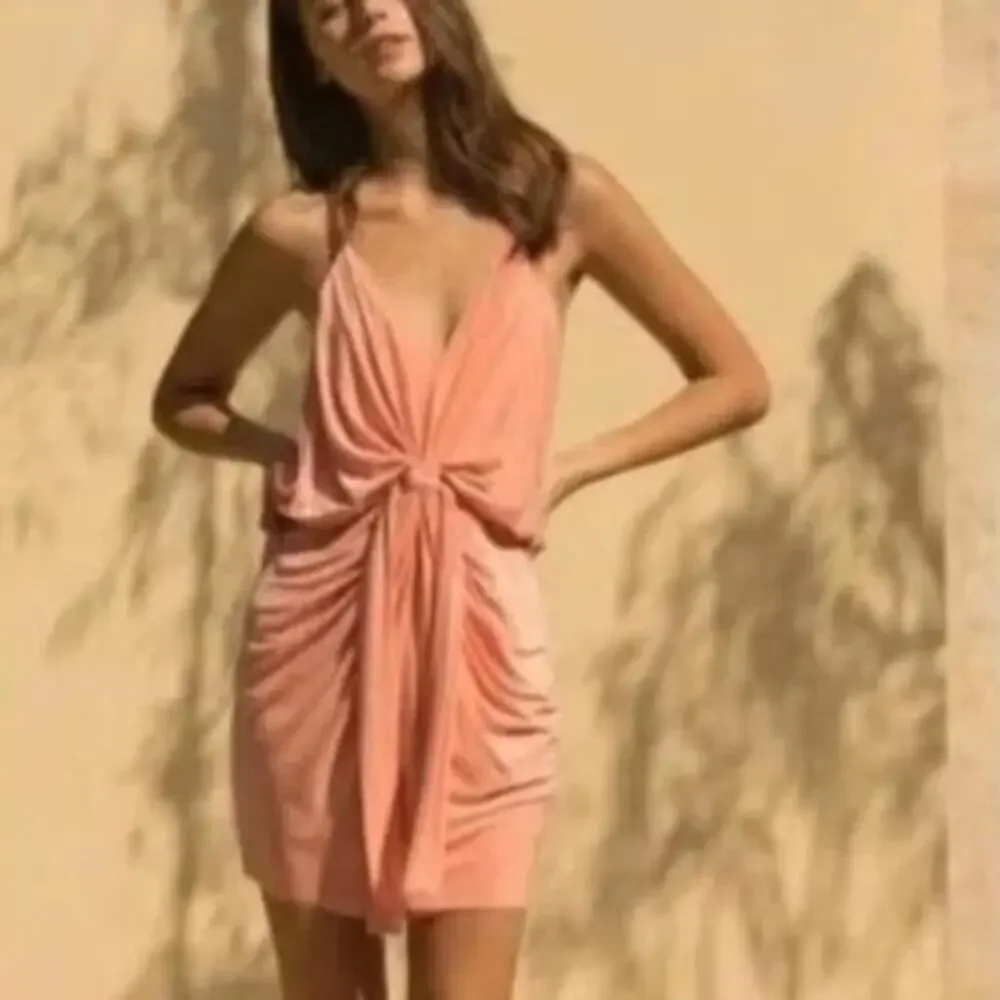 NWT MISA Los Angeles Peach Jersey Knit Sleeveless Cocktail Mini Dress Draped XS